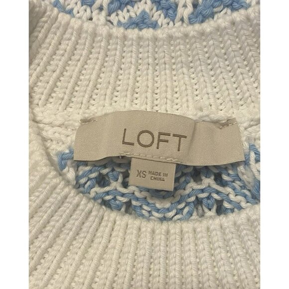LOFT Halter Knit Sweater Tank Top White Blue Sleeveless XS Nautical Striped - Picture 6 of 7